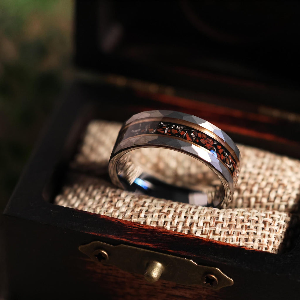 Meteorite Dinosaur Bone x Rose Gold Tungsten