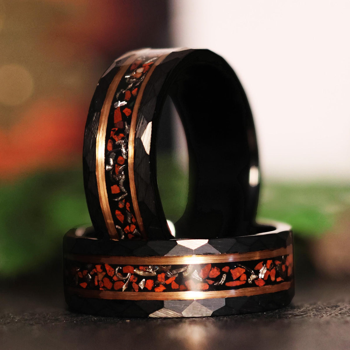 Meteorite Dinosaur Bone x Rose Gold Tungsten
