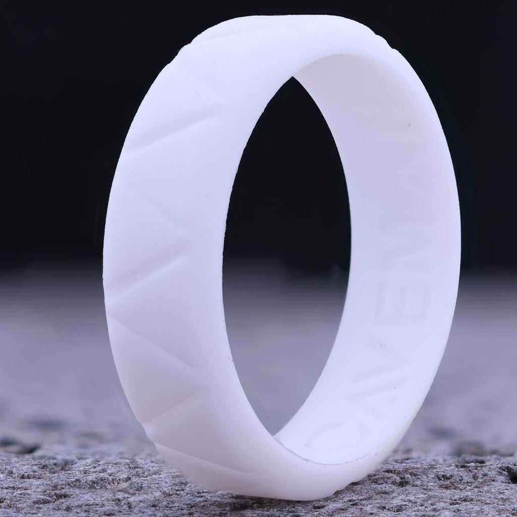 Mens Slate 7mm Silicone Wedding Ring. Unique Mens Fitness Rubber Gift Band.
