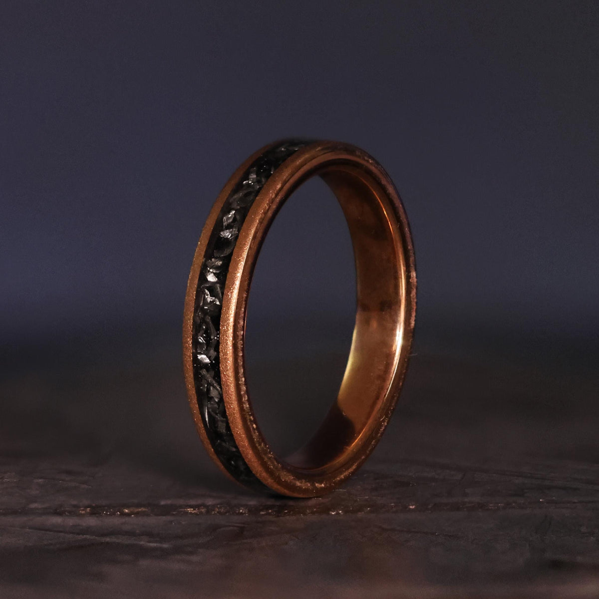 Couples Set | Rose Gold Meteorite | 18k Sandblasted Tungsten