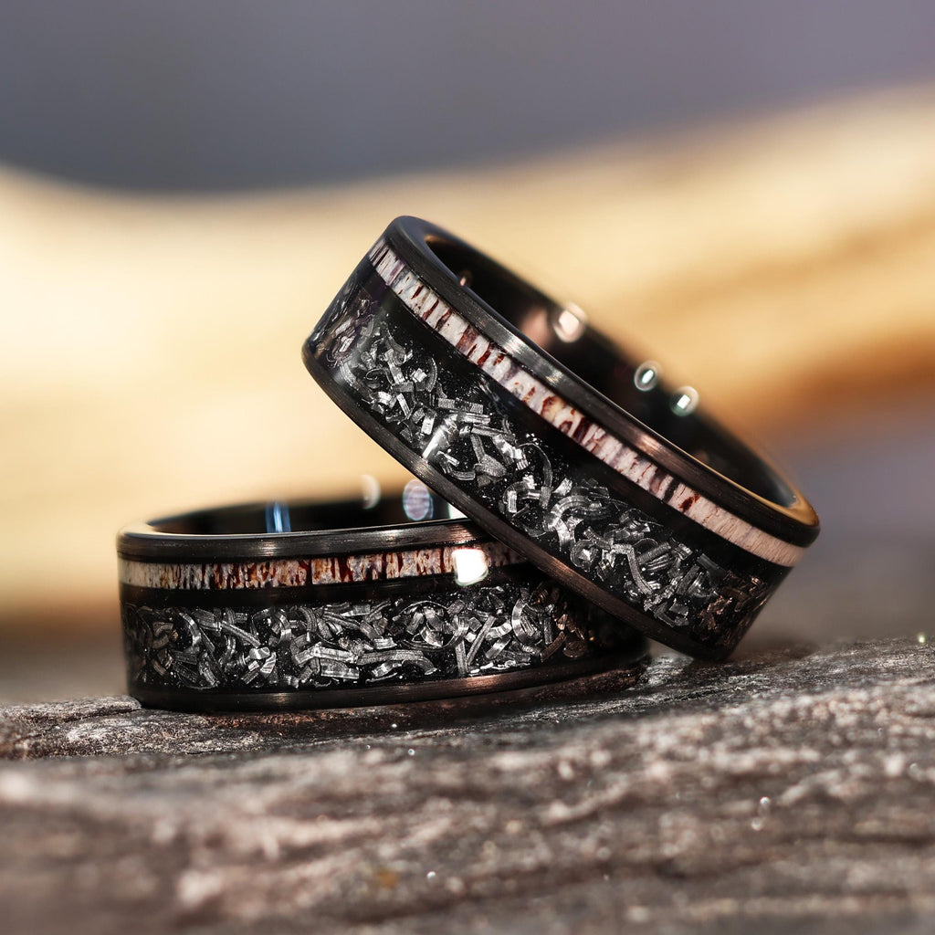 Elk Meteorite Wedding Ring in 8mm Wedding Band