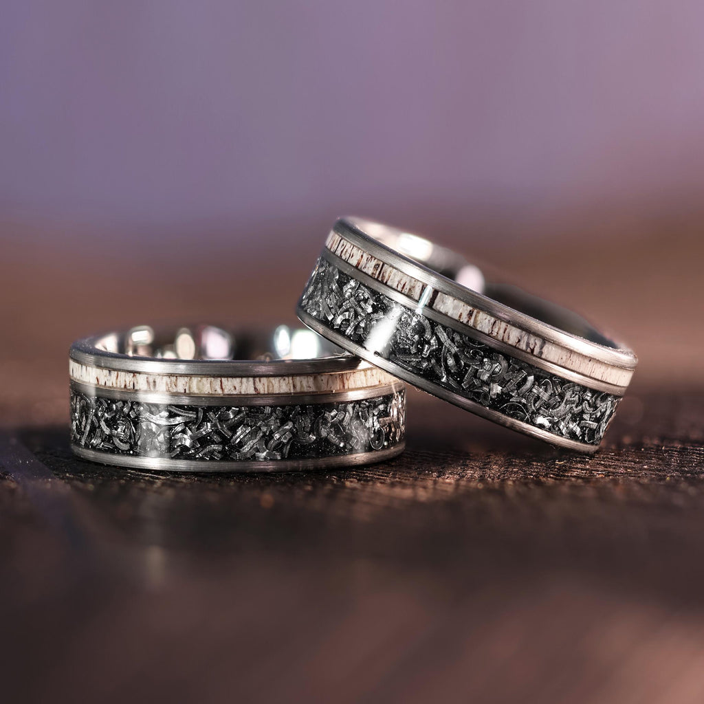 Elk Meteorite Wedding Ring in 8mm Wedding Band