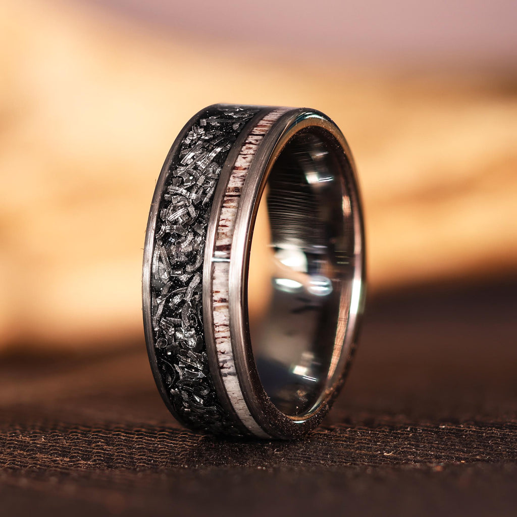 Elk Meteorite Wedding Ring in 8mm Wedding Band