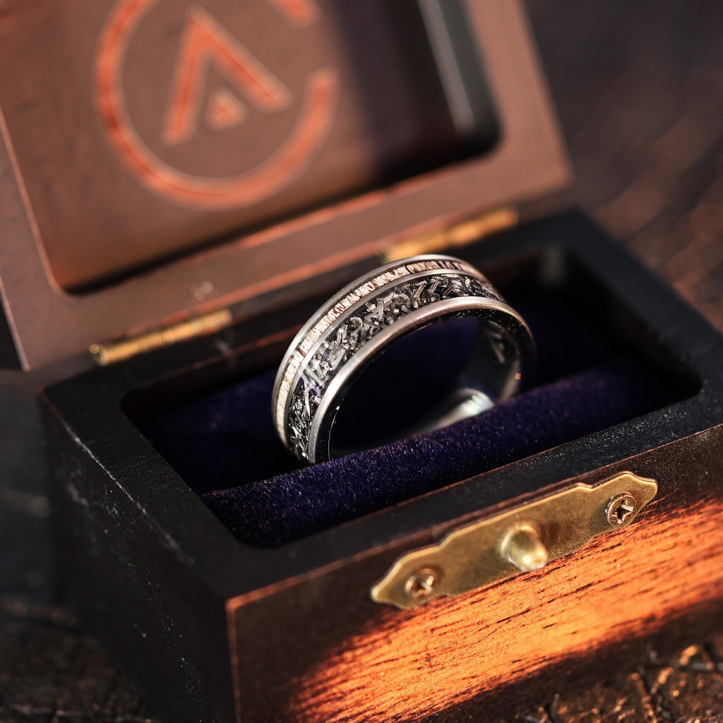 Elk Meteorite Wedding Ring in 8mm Wedding Band