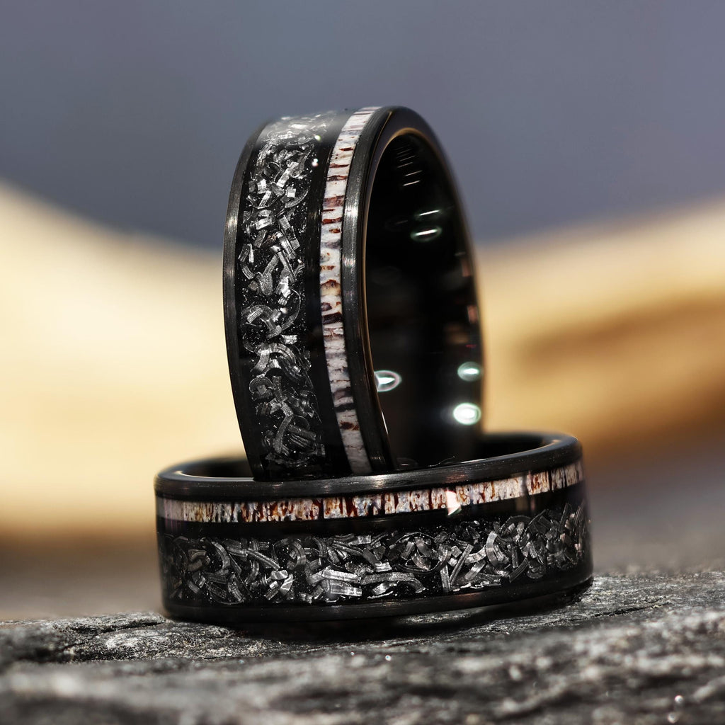 Elk Meteorite Wedding Ring in 8mm Wedding Band