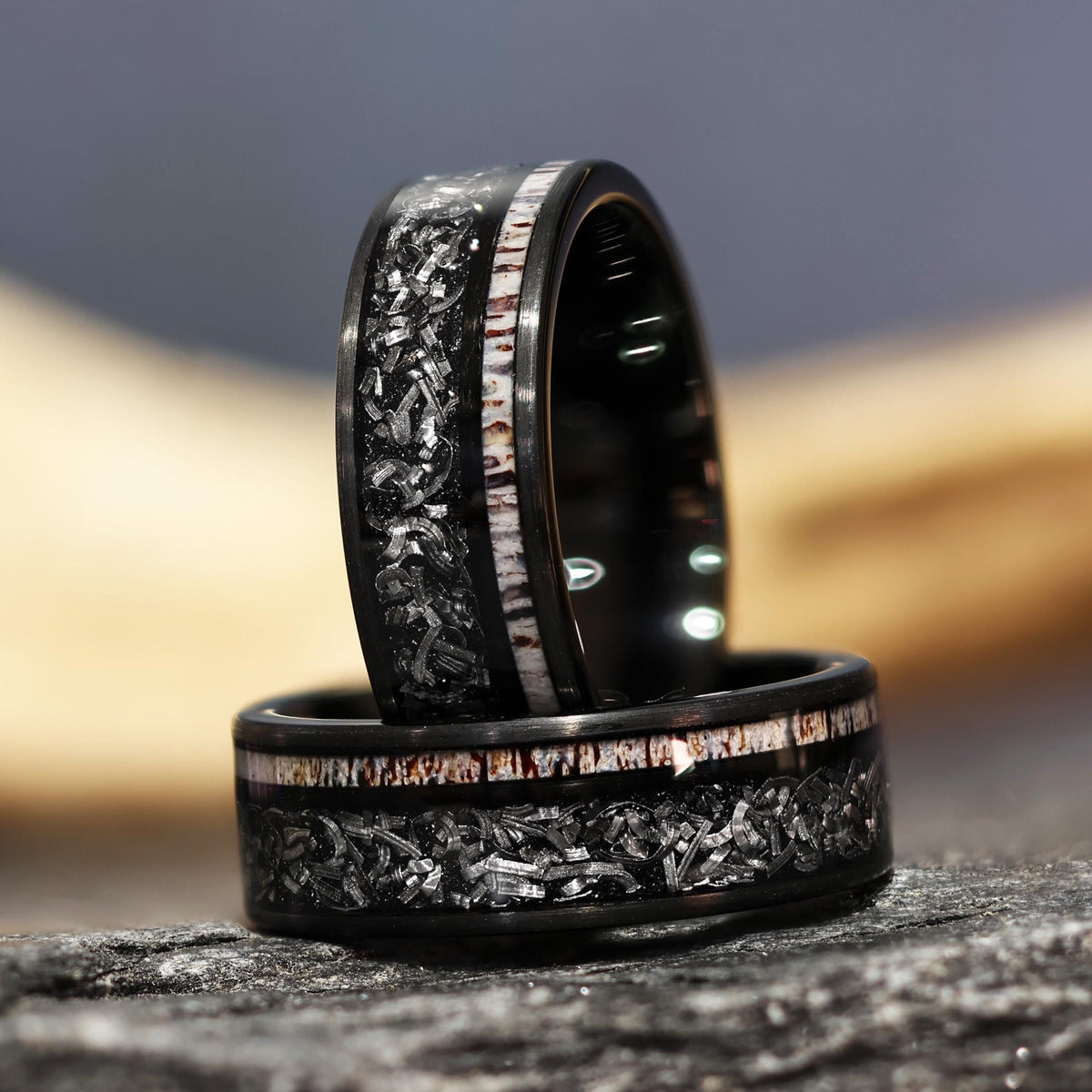 Elk Meteorite Wedding Ring in 8mm Wedding Band