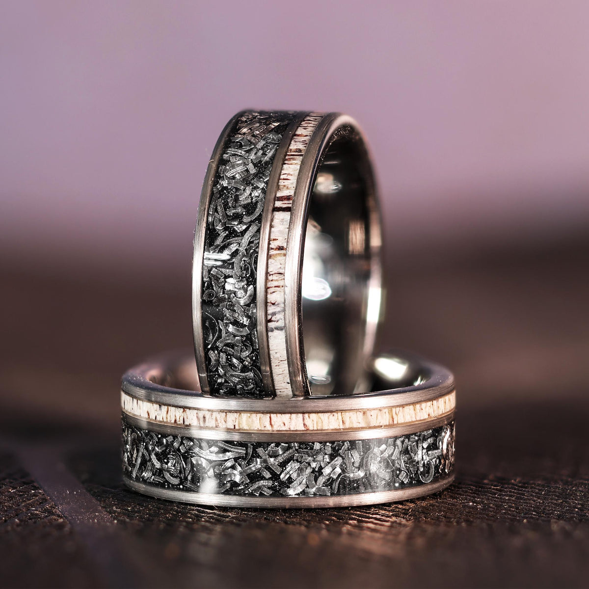 Elk Meteorite Wedding Ring in 8mm Wedding Band