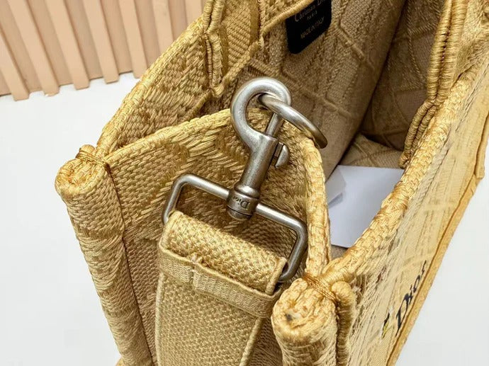 D*or 2026 Book Tote with Embroidered Bee Yellow Canvas