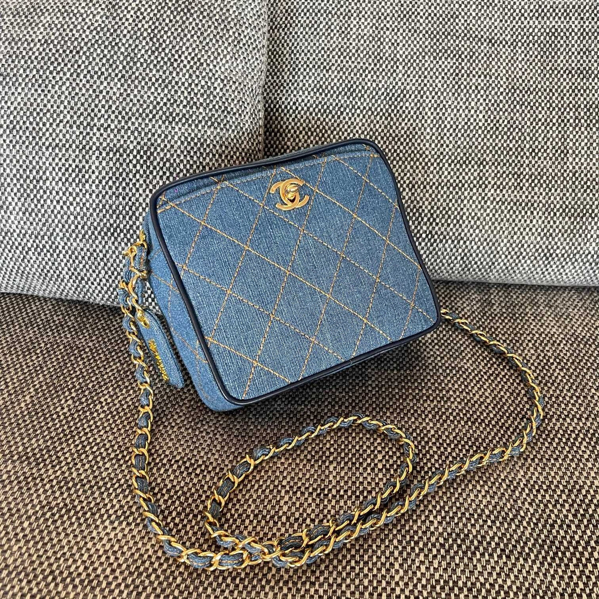 C*C 2026 Camera Bag 17.5cm Blue Denim Leather