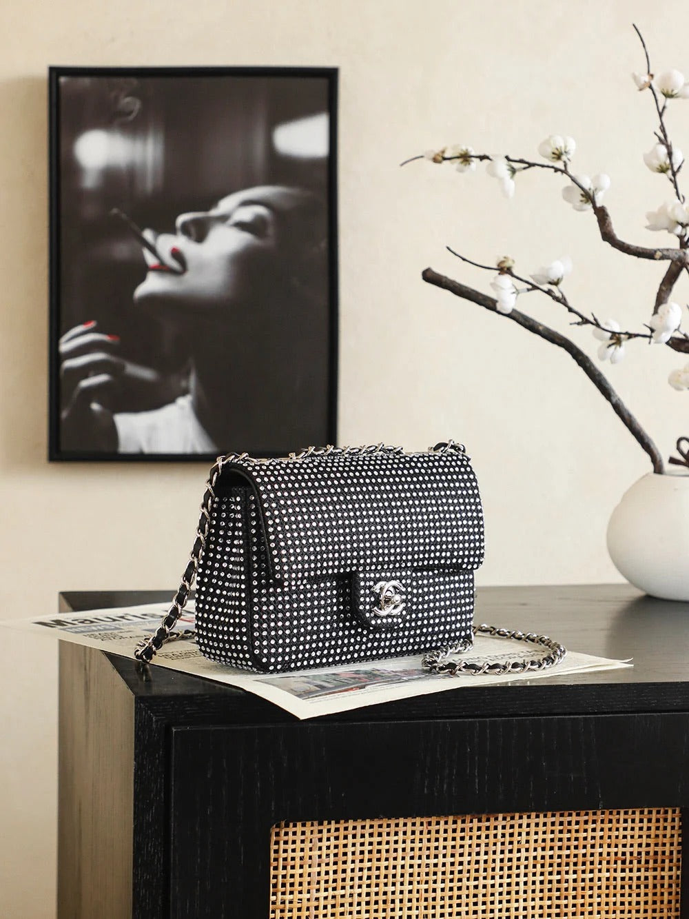 C*C 2026 Classic Flap Bag Sparkling Stones Leather