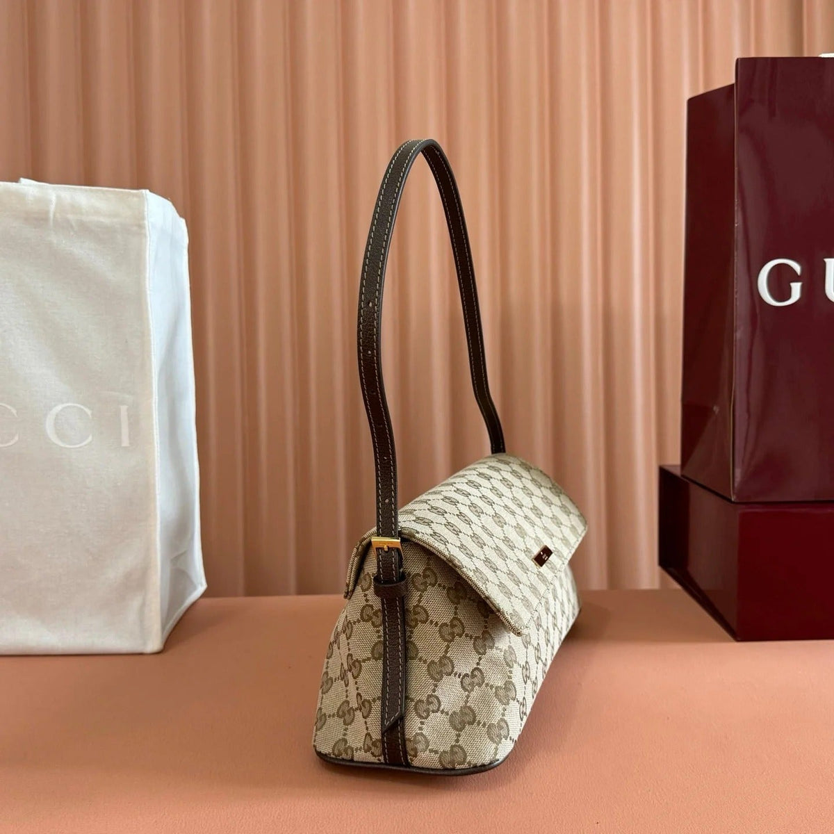 G*G 2026 Madison Bag 31cm Sand mix Brown Canvas Leather