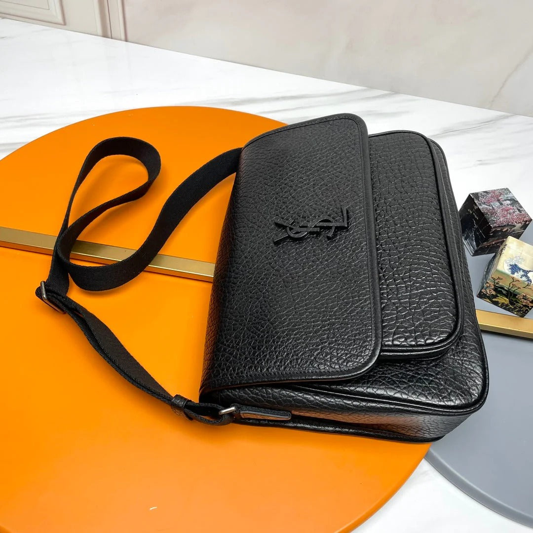 Y*S*L 2026 Niki Messenger Black 28cm Grained Calfskin