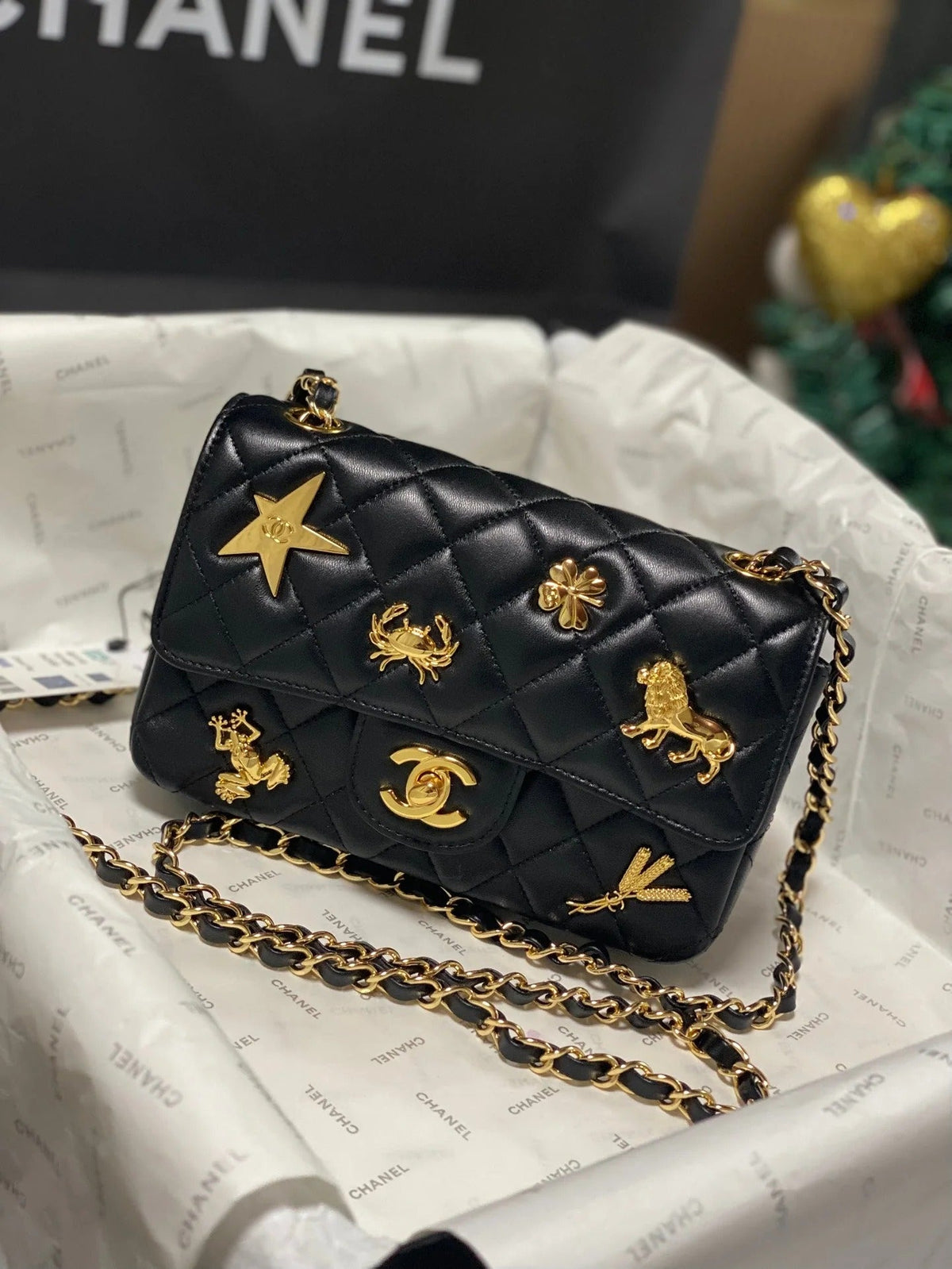 C*C 26s Animal Charm Flap Bag Lambskin