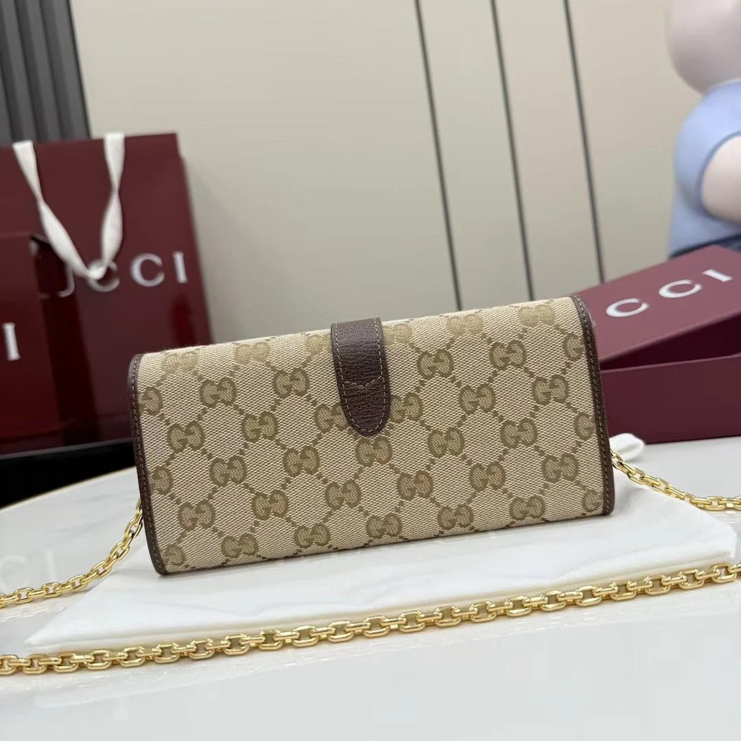 G*G 2026 Jackie Wallet 19cm Brown Canvas Leather