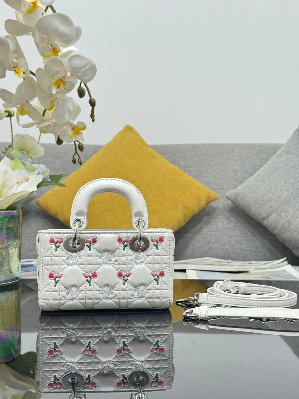 C*D 2026 Lady D-Joy Micro 16cm White Lambskin