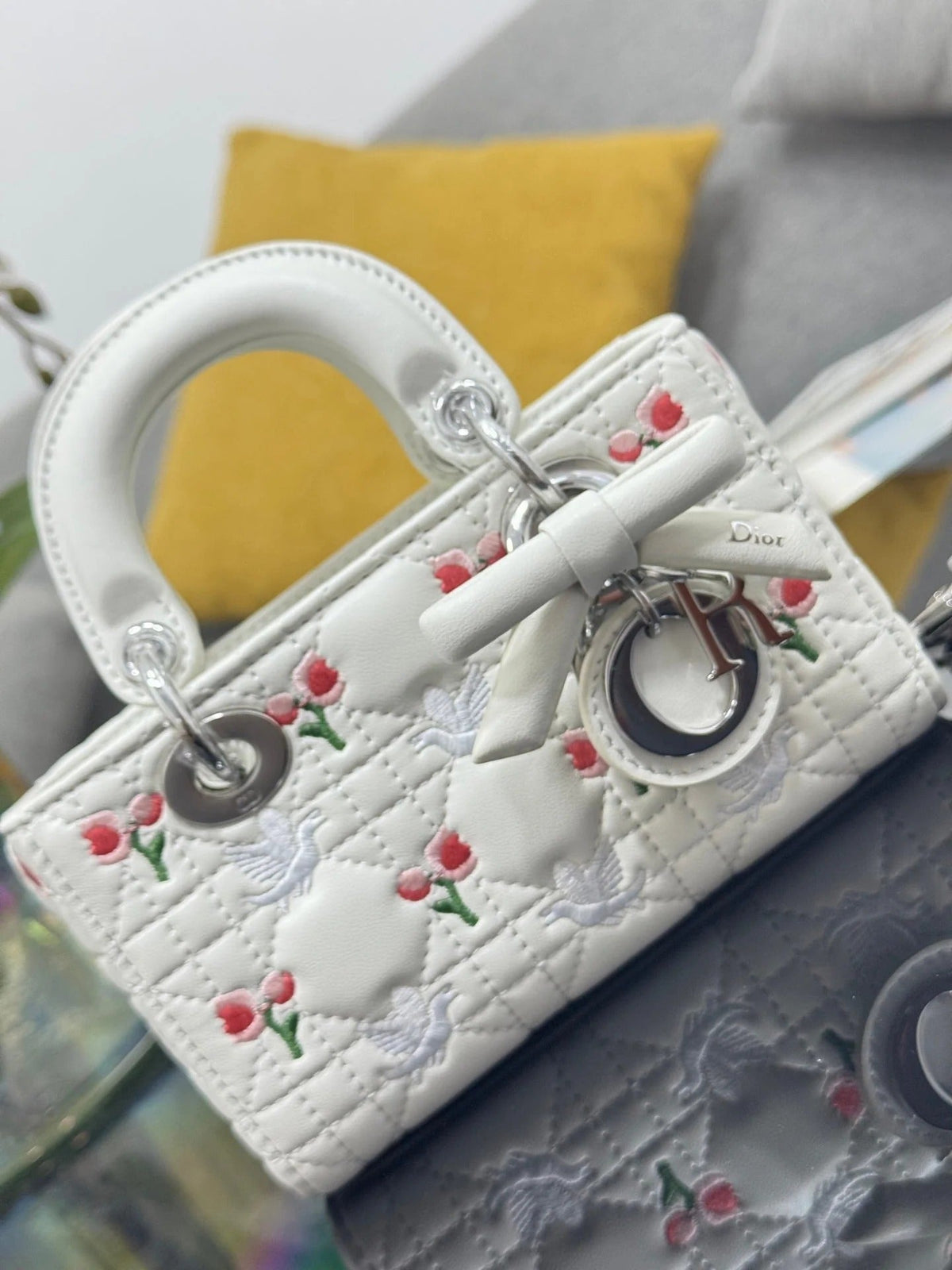 C*D 2026 Lady D-Joy Micro 16cm White Lambskin