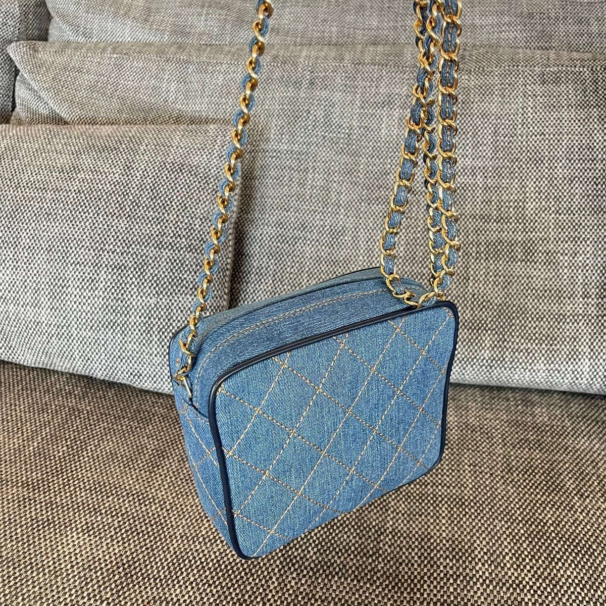 C*C 2026 Camera Bag 17.5cm Blue Denim Leather