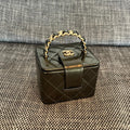 C*C 2026 Vintage Square Vanity Case Patent Calfskin