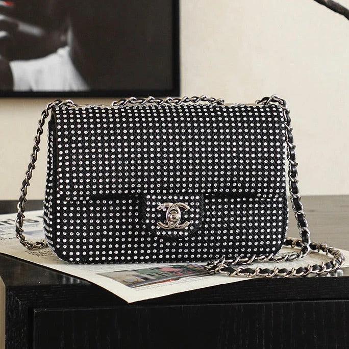 C*C 2026 Classic Flap Bag Sparkling Stones Leather