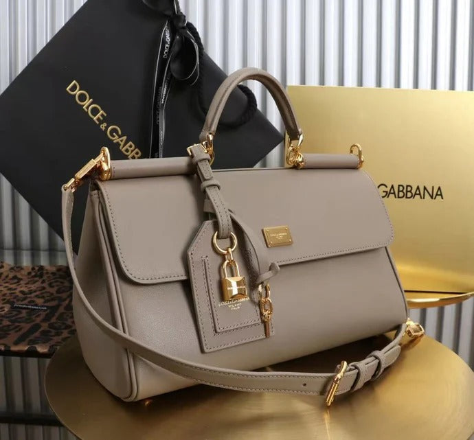 D*lce & G*bbana 2026 My Sicily Bag 20cm Taupe Calfskin