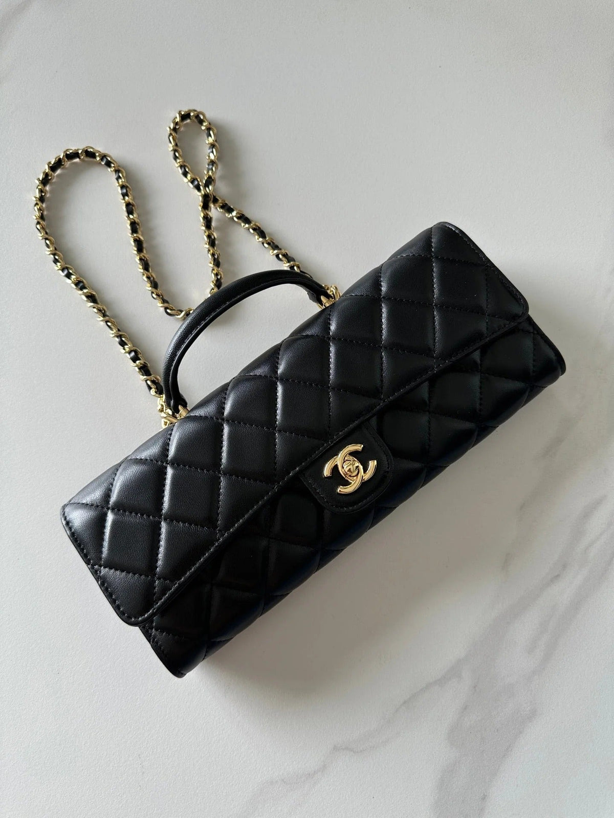 C*C 2026 Long Top Handle Clutch Lambskin