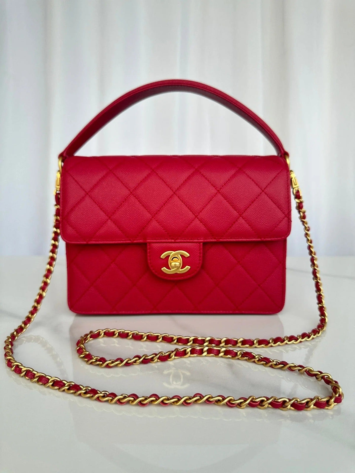 C*C 2026 Flap Bag Top Handle Gum grain Cowhide