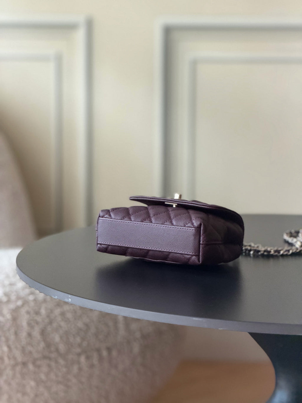C*C 26s Mini Flap Bag 14.5cm with Top Handle Deep Burgundy Caviar Leather