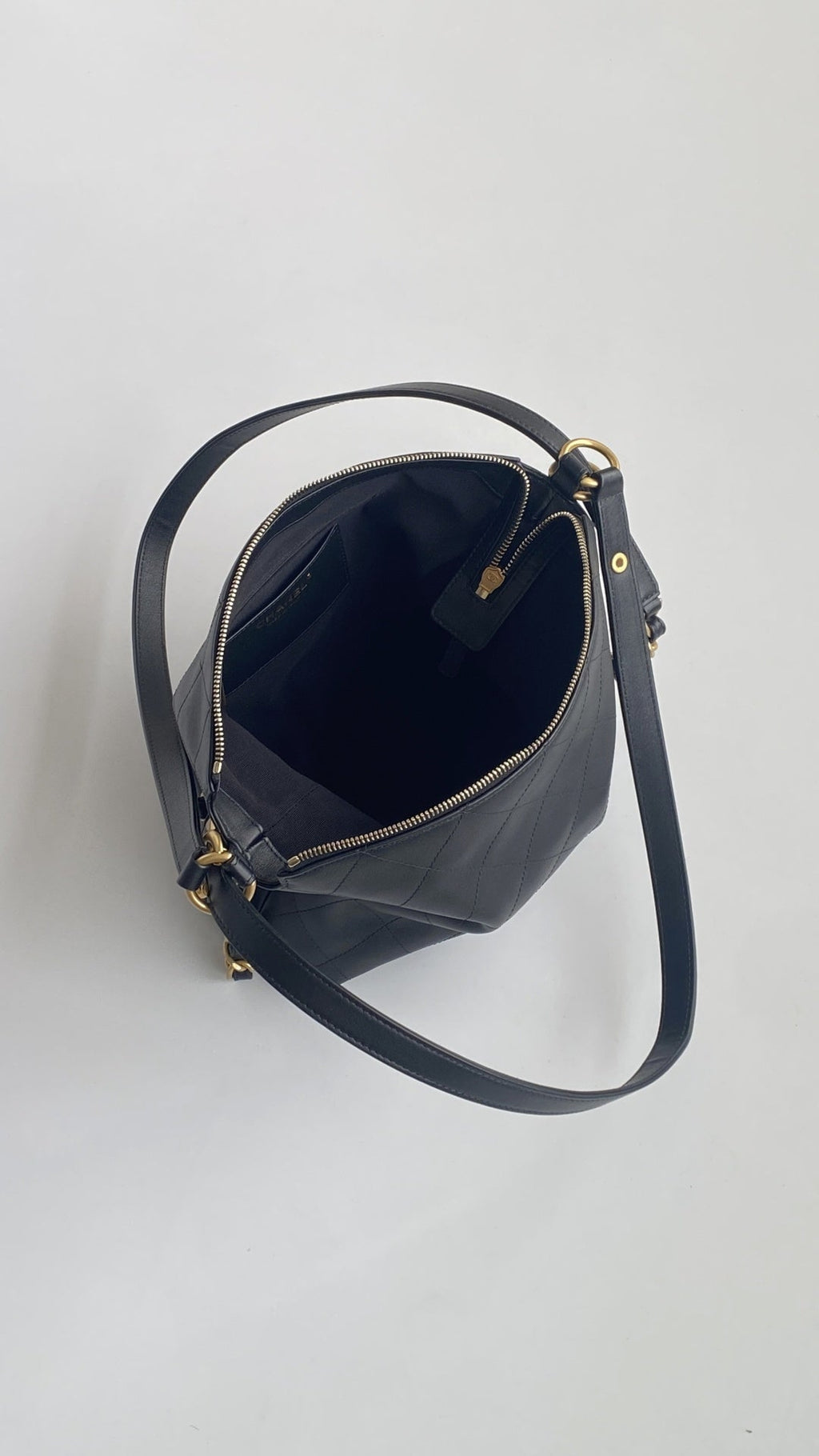 Ch*nel 25 Hobo Backpack Black Soft Calfskin