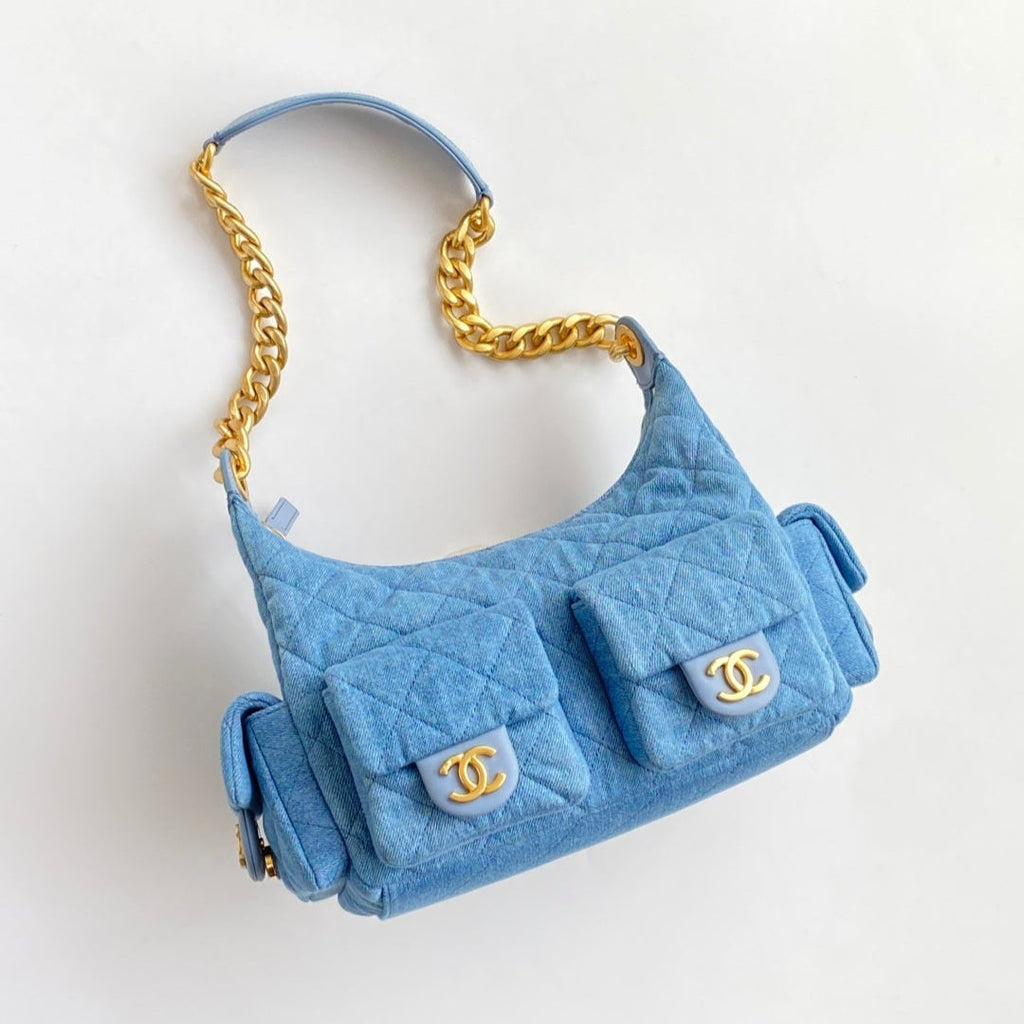 C*C Multi-Pocket HOBO bag 31 light blue denim