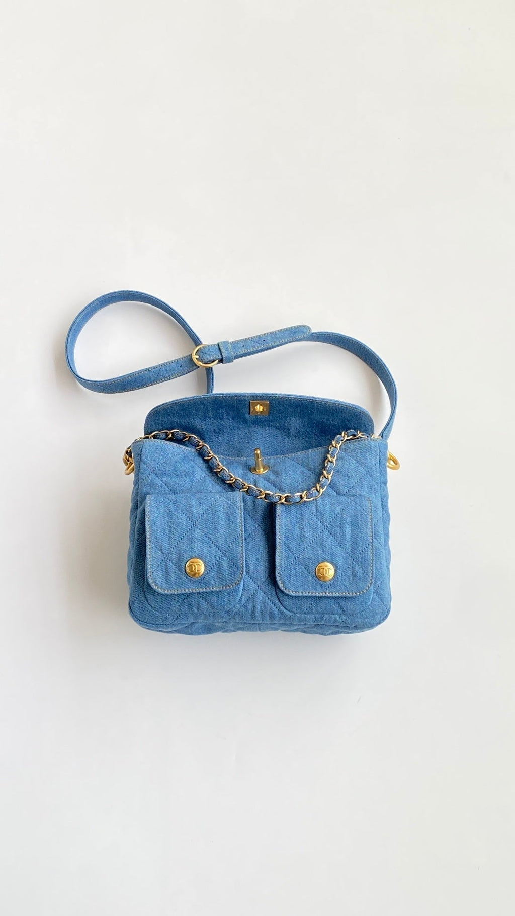 C*C Small Postman Hobo 25 Light Blue Denim