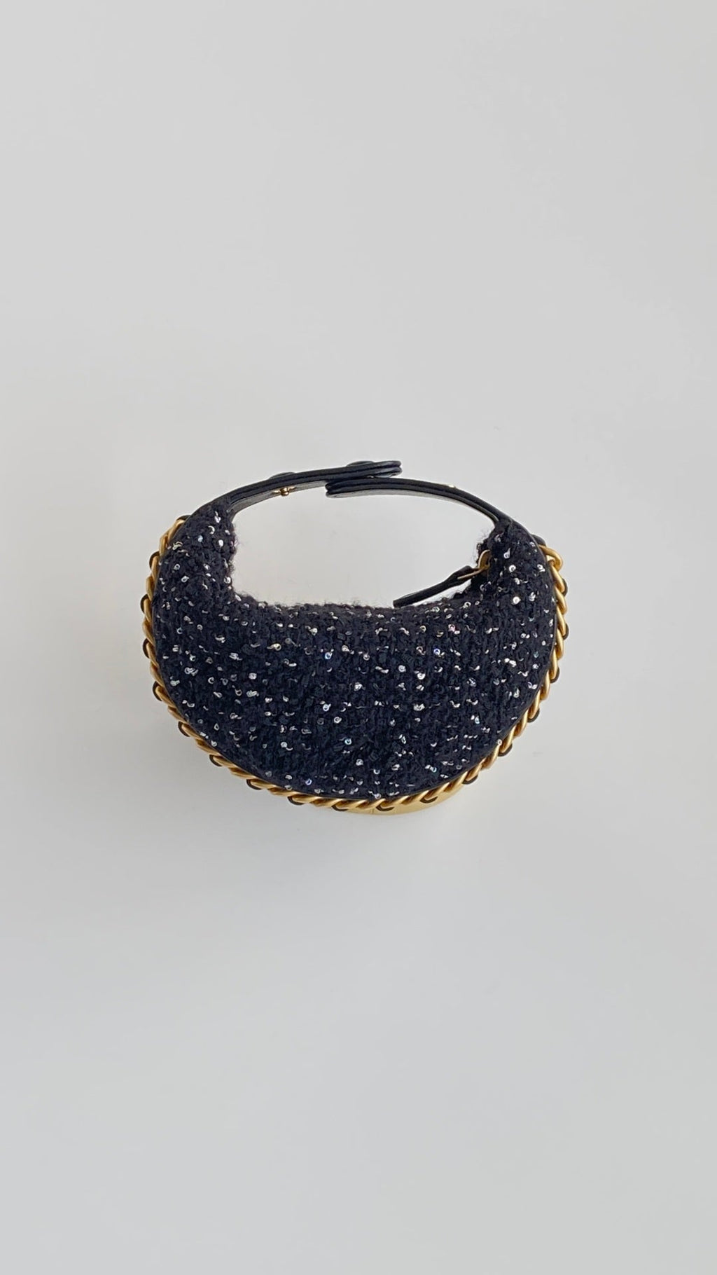 C*C Mini Crescent Carry-on Bag 13 Dark Blue Wool Tweed