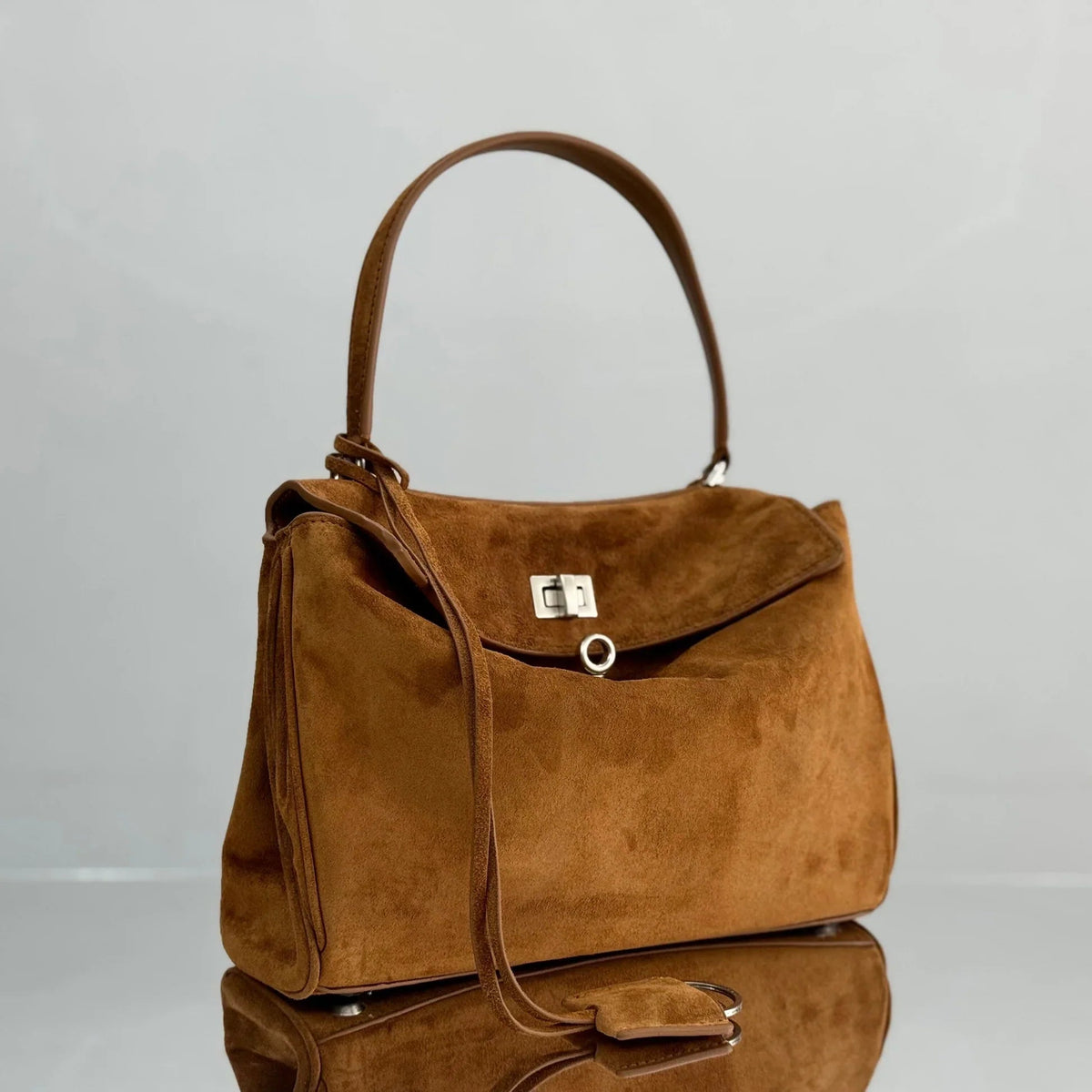 B*lenciaga Bag Suede Sliver Hardware