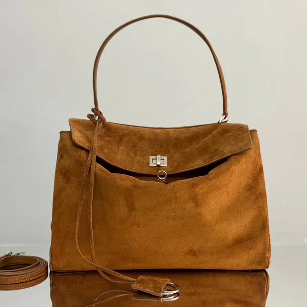 B*lenciaga Bag Suede Sliver Hardware