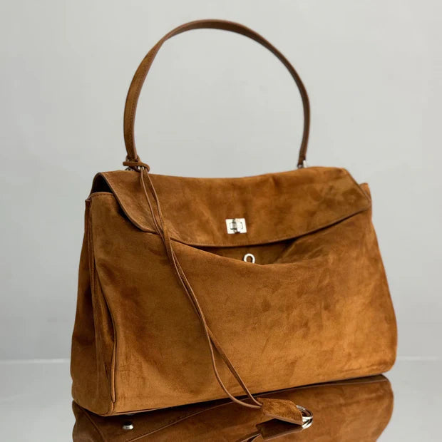 B*lenciaga Bag Suede Sliver Hardware