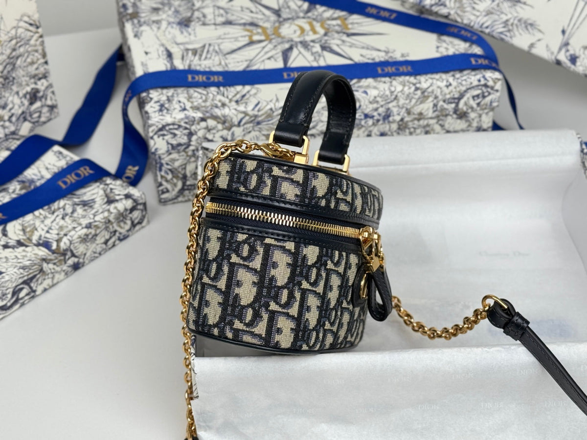 C*D 30 Montaigne Mini Vanity Case 16.5cm Blue Jacquard