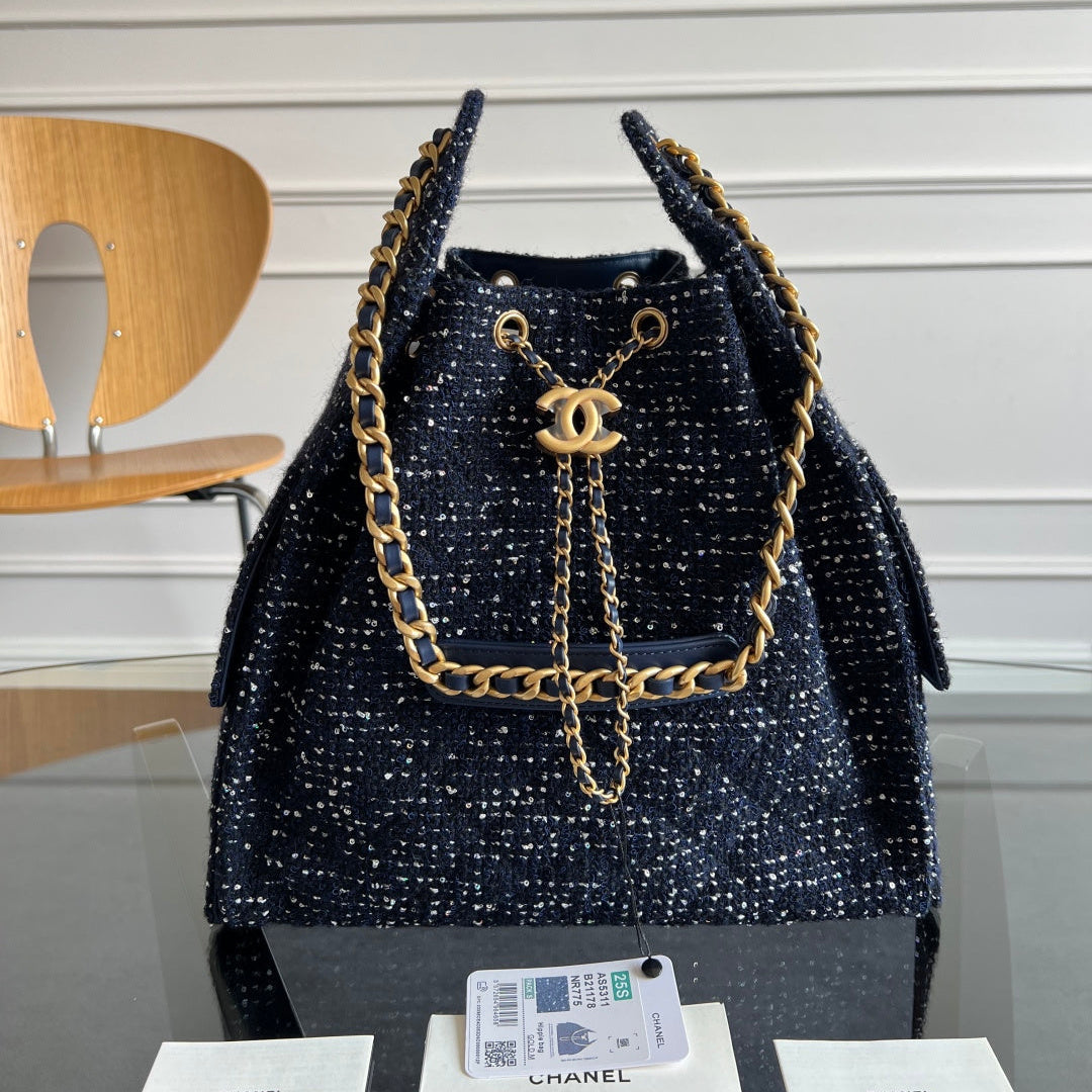 Ch*nel 25s Hobo Bag Tweed Gold Hardware