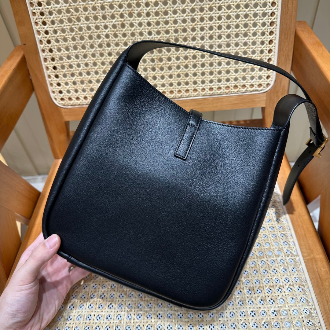Y*S*L Shoulder Bag 23cm Black Gold Cowhide