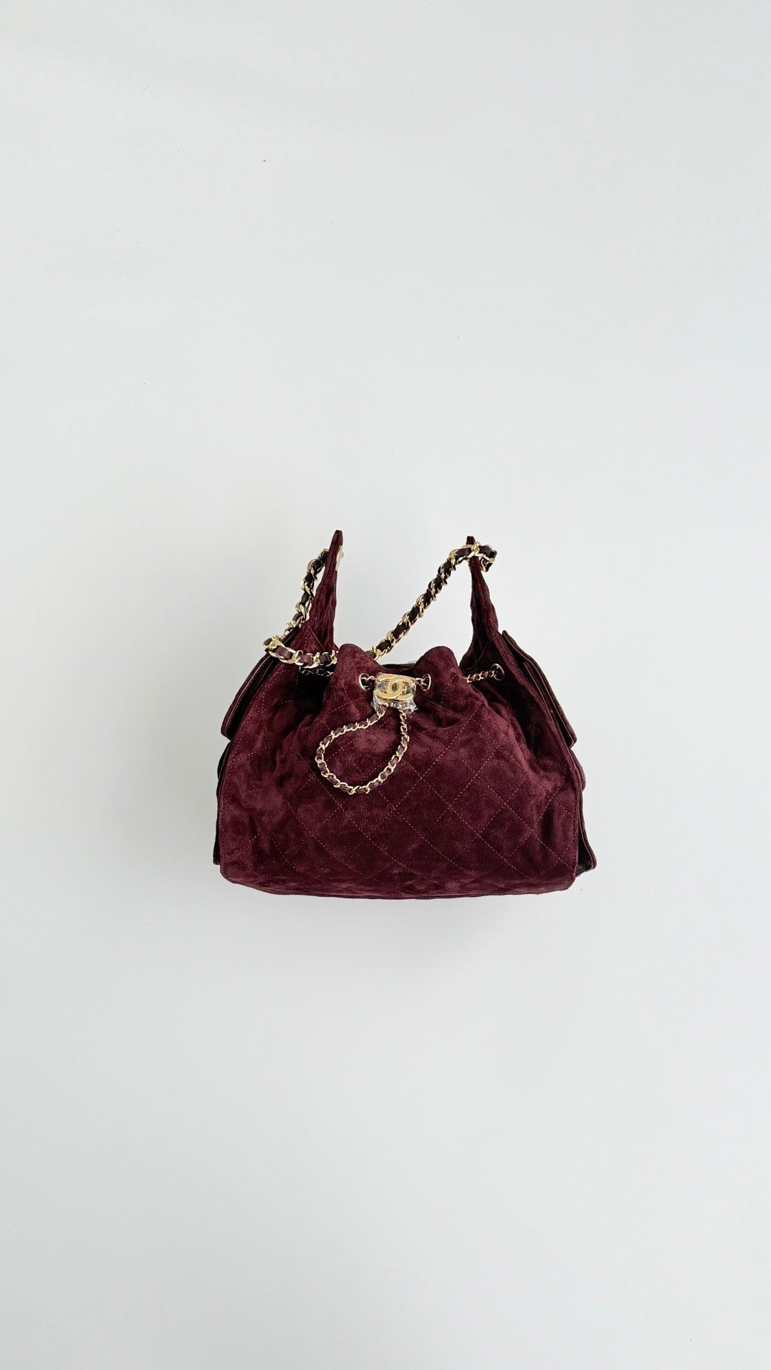 C*C 26s Small Drawstring Bag Burgundy Suede