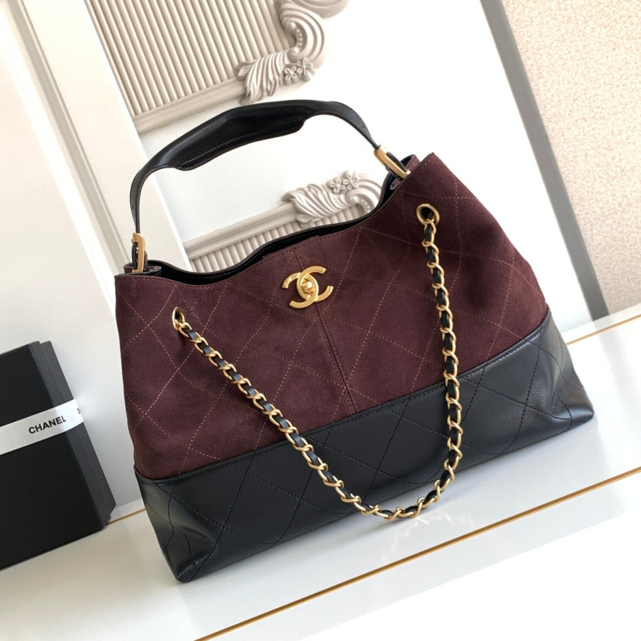 Ch*nel 2026 Shopping Bag Suede Calfskin