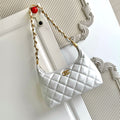 C*C Hobo Bag With Chain 35cm White Lambskin 277764 GHW