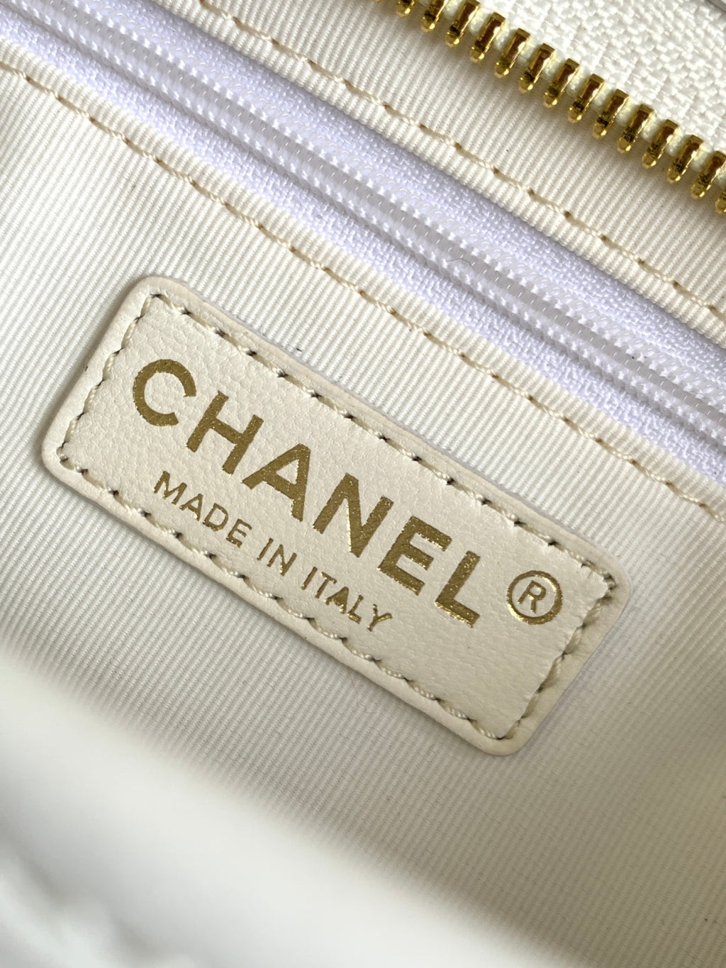C*C Hobo Bag With Chain 35cm White Lambskin 277764 GHW