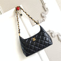 C*C Hobo Bag With Chain 35cm Black Lambskin 277765 GHW