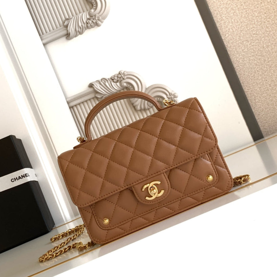 C*C Handle Bag Double C Lambskin Gold Hardware