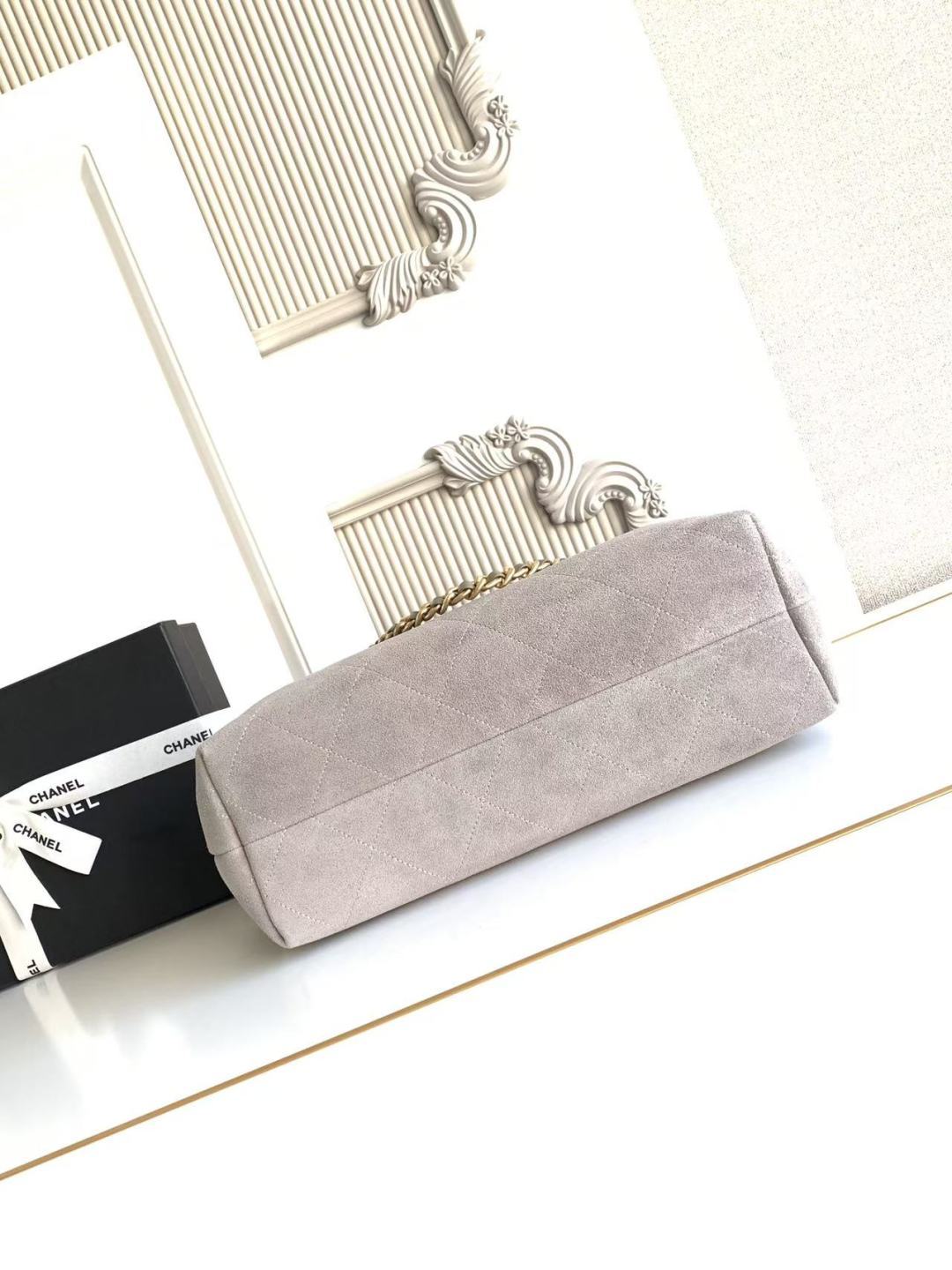 Ch*nel 2026 Hippie Hobo Bag 35cm Gray Suede