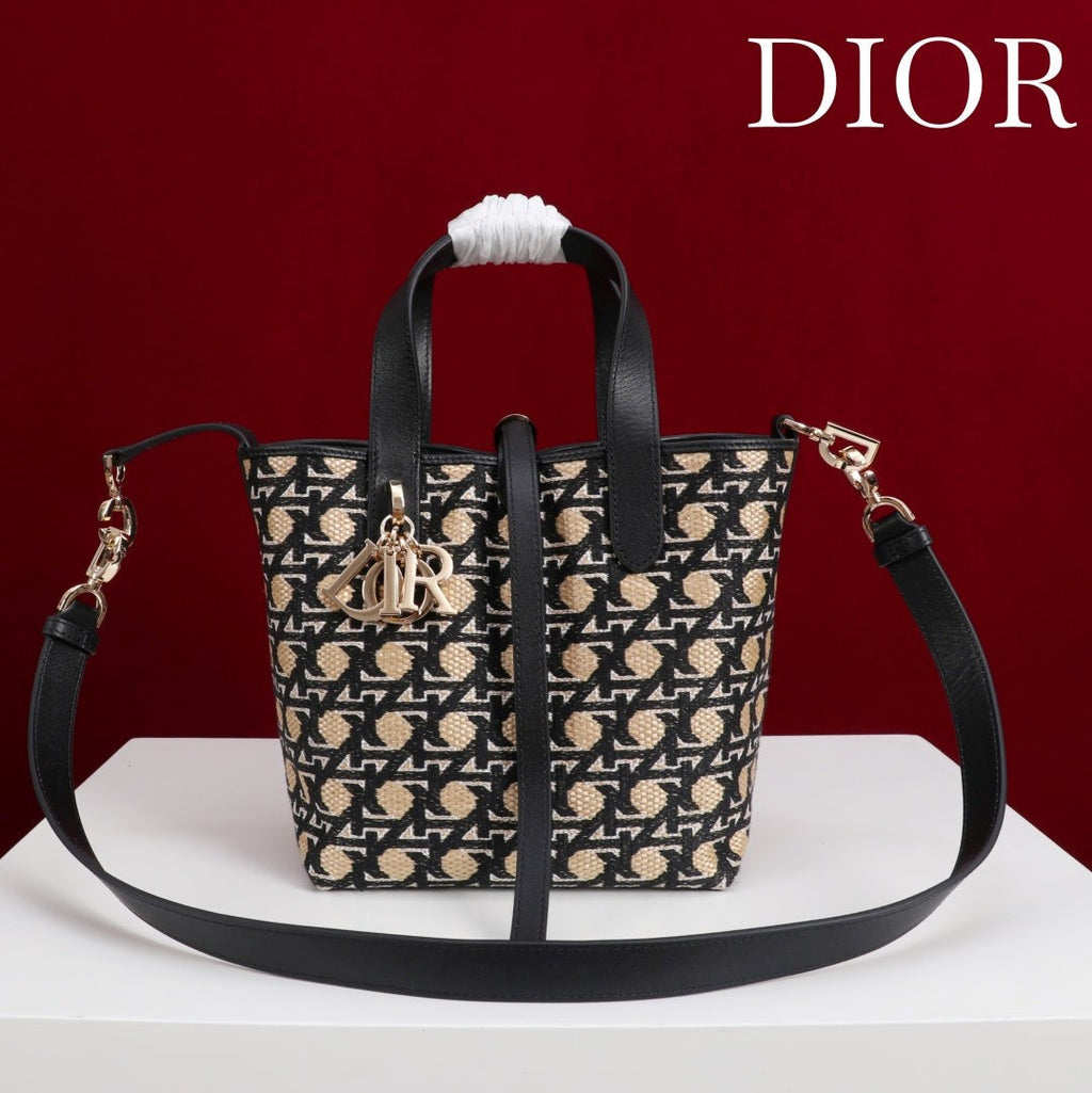 C*D Toujours Vertical Small Bag 19Diamond Black Beige Leather