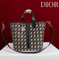 C*D Toujours Vertical Medium Bag 24 Diamond Black Beige Leather