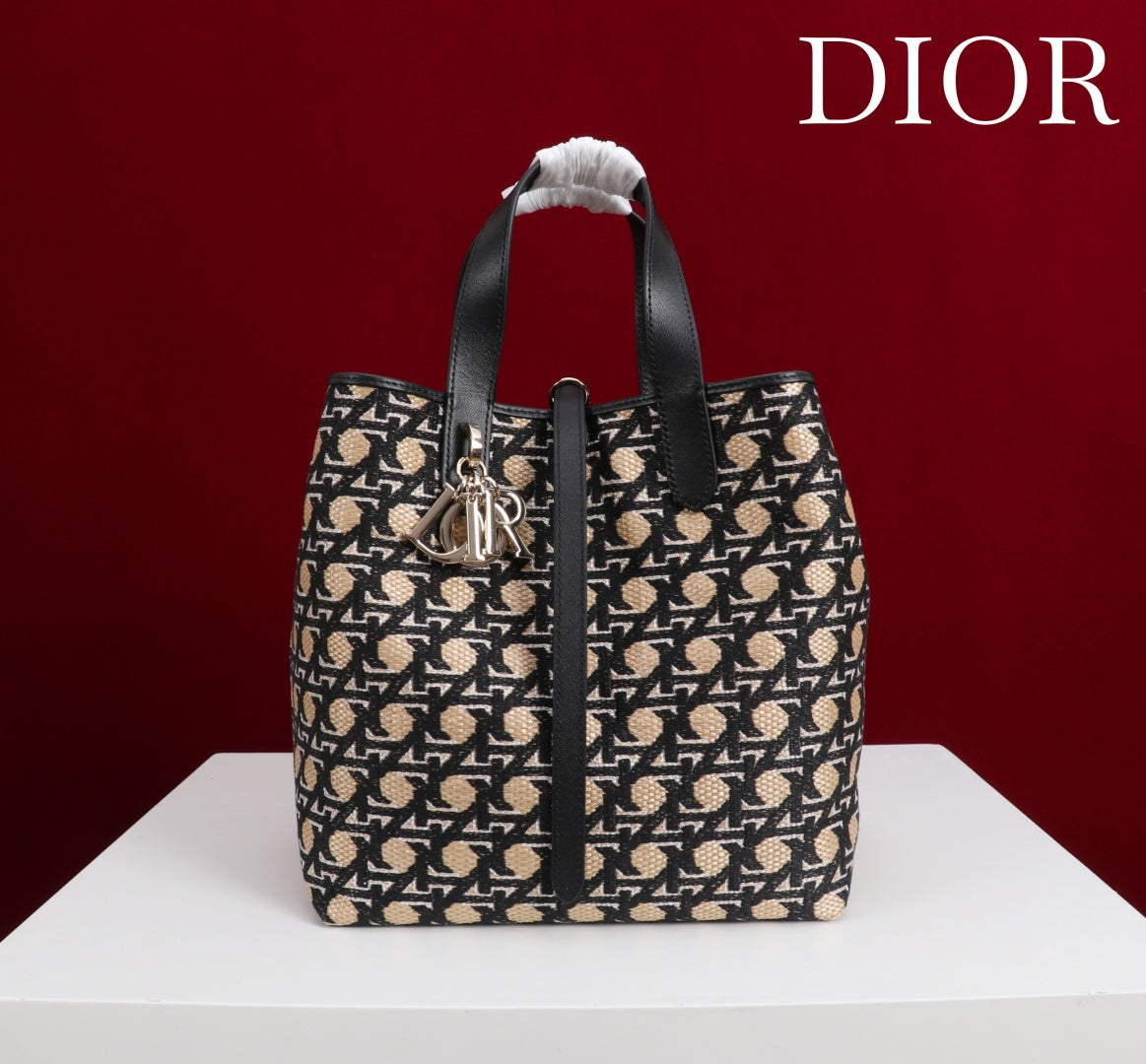 C*D Toujours Vertical Medium Bag 24 Diamond Black Beige Leather
