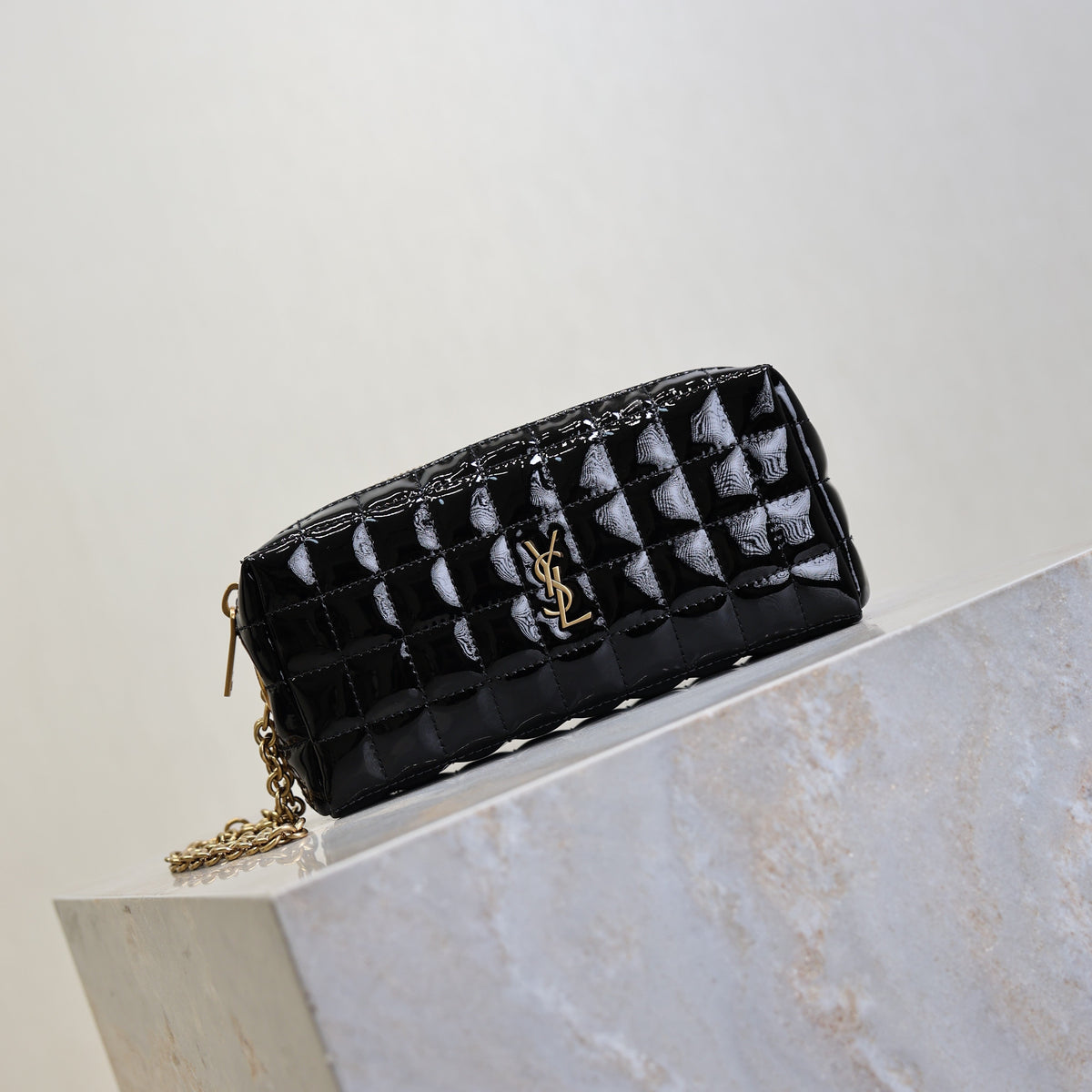 Y*S*L Cassandre Matelassé Chain Clutch Patent Leather