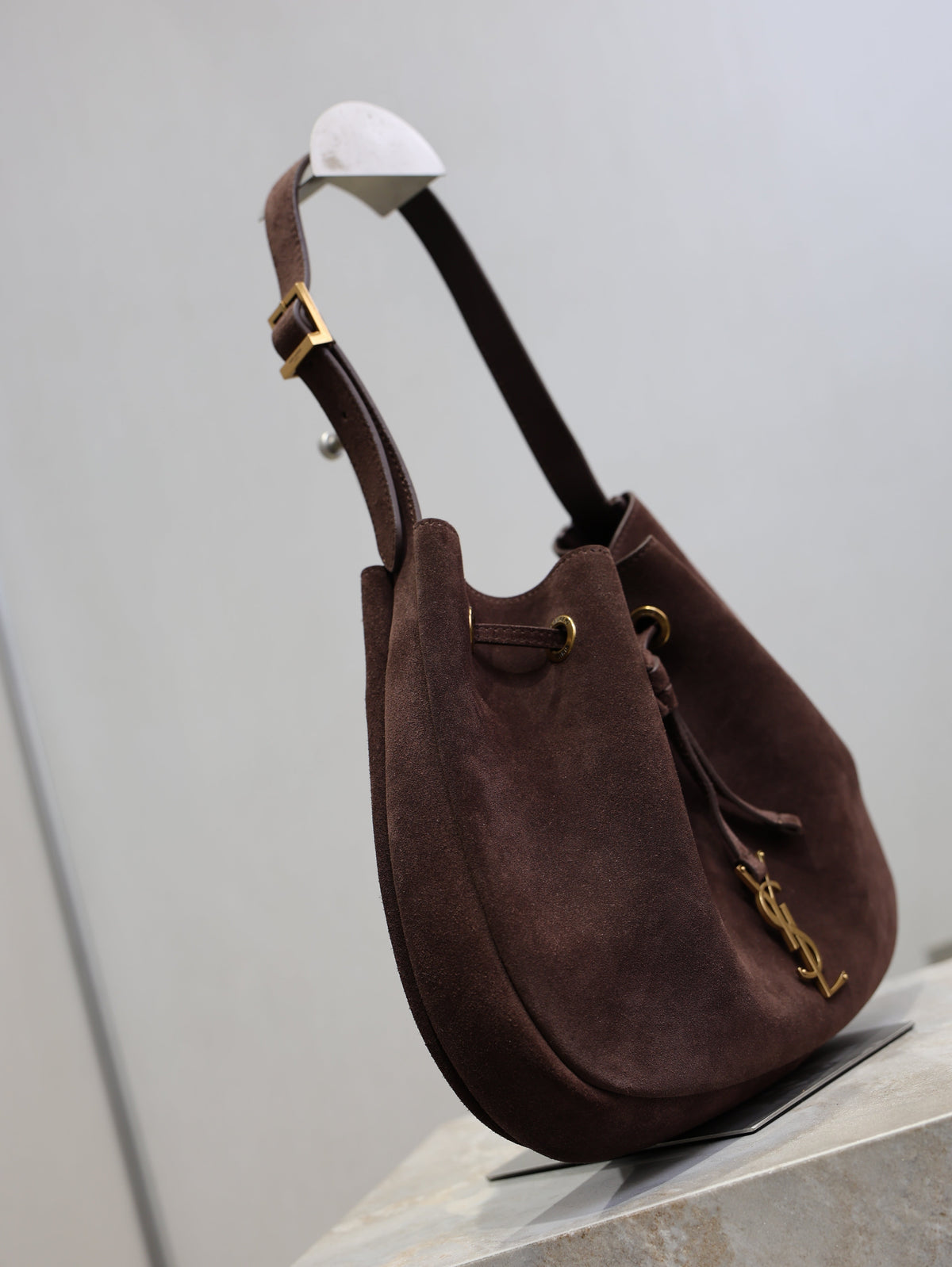 Y*S*L Paris VII Hobo Bag Dark Brown Suede