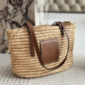 L*E 27 SUMMER WOVEN BASKET IN NATURAL RAFFIA
